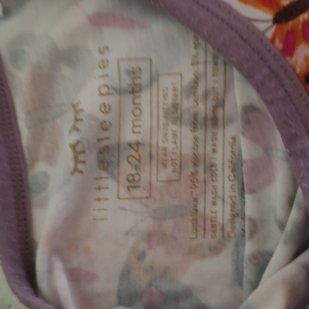 Little Sleepies Butterfly Print Kids Set- Purple and Orange - Picture 2 of 8